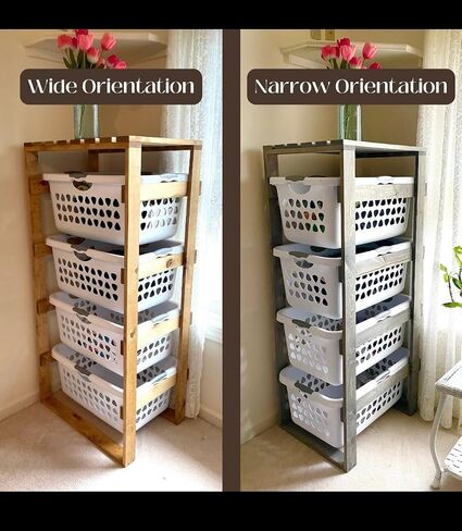 Laundry Basket Holder Storage Shelf (3 Tier, No Wheels, Narrow) in Saudi Arabia
