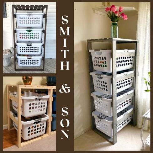 Laundry Basket Holder Storage Shelf (3 Tier, No Wheels, Wide) in Saudi Arabia