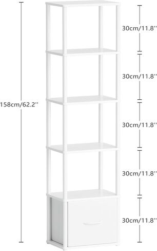 6-Tier Bookshelf with Drawer, Narrow Bookshelves Organizer, Floor Standing Ladder Shelf,Tall Bookcase for Small Space, Book shelf with Storage for Living Room, Bedroom, Office, Study Light Oak HBC505Z in Kuwait