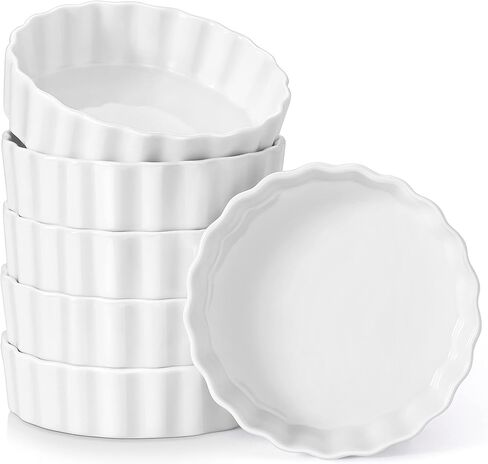 مقالي الفطائر المصغرة من Lovecasa Ceramic مجموعة من أطباق فطيرة صغيرة من 6-5.5 بوصة آمنة ، علب فطيرة صغيرة من فطيرة الدجاج ، فطائر ، كويتشات وحلويات قابلة للتكديس ، أبيض in Saudi Arabia