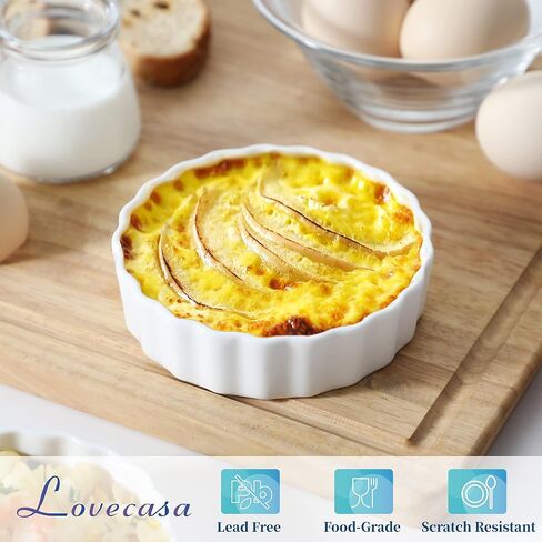 مقالي الفطائر المصغرة من Lovecasa Ceramic مجموعة من أطباق فطيرة صغيرة من 6-5.5 بوصة آمنة ، علب فطيرة صغيرة من فطيرة الدجاج ، فطائر ، كويتشات وحلويات قابلة للتكديس ، أبيض in Saudi Arabia