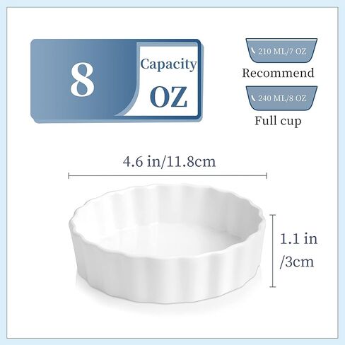 مقالي الفطائر المصغرة من Lovecasa Ceramic مجموعة من أطباق فطيرة صغيرة من 6-5.5 بوصة آمنة ، علب فطيرة صغيرة من فطيرة الدجاج ، فطائر ، كويتشات وحلويات قابلة للتكديس ، أبيض in Saudi Arabia