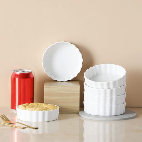 مقالي الفطائر المصغرة من Lovecasa Ceramic مجموعة من أطباق فطيرة صغيرة من 6-5.5 بوصة آمنة ، علب فطيرة صغيرة من فطيرة الدجاج ، فطائر ، كويتشات وحلويات قابلة للتكديس ، أبيض in Saudi Arabia