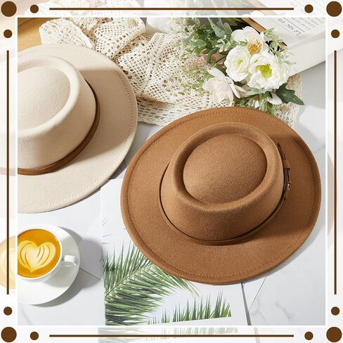 Hercicy 16 Pcs Fedora Hats for Women Vintage Imitation Wool Fedora Hat Felt Boho Pork Pie Hat with Belt Panama Hat Jazz Hat in Saudi Arabia