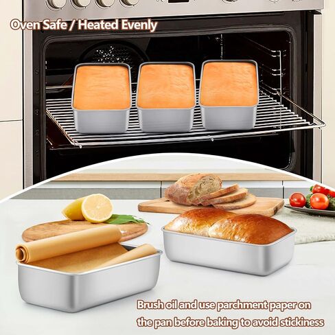 Lianyu 3 Pack Loaf Pans لخبز الخبز ، 9 × 55 بوصة خبز الرغيف مقلاة ، ولحم اللحم الفولاذ المقاوم للصدأ ، خبز الخبز القصدير لخبز الموز محلي الصنع ، غسالة الصحون آمنة in Kuwait