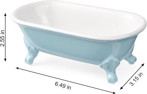 6.5" Ceramic Mini Decorative Clawfoot Bathtub Bar Soap Dish, Kitchen Sponge Holder and Shower Tray for Bathroom, 1 Pack (Black Gold Rim) in Saudi Arabia