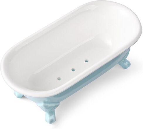 6.5" Ceramic Mini Decorative Clawfoot Bathtub Bar Soap Dish, Kitchen Sponge Holder and Shower Tray for Bathroom, 1 Pack (Black Gold Rim) in Saudi Arabia