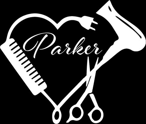 Personalized Hair Stylist Apron with Heart Design, Black, Navy Blue, Red, Natural, White, Professional Grade with Pockets, Adjustable Neck Strap, Decorated in USA (Black) in Saudi Arabia