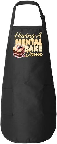 Funny Baking Kitchen Apron, Having A Mental Bake Down Design, 3 Colors, Premium Quality, Decorated in USA, Perfect Gift for Bakers and Home Cooks (Black) in Saudi Arabia
