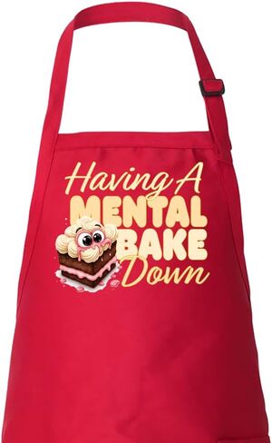 Funny Baking Kitchen Apron, Having A Mental Bake Down Design, 3 Colors, Premium Quality, Decorated in USA, Perfect Gift for Bakers and Home Cooks (Black) in Saudi Arabia