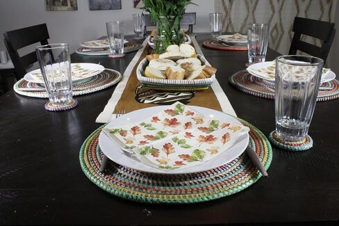 Senegal Placemats/African Bohemian Woven Seagrass Placemats/Natural Wicker Round Basket Placemats/Decorative Hanging Wicker Plates/Hanging Wall Decor (Light Blue & White) in Saudi Arabia