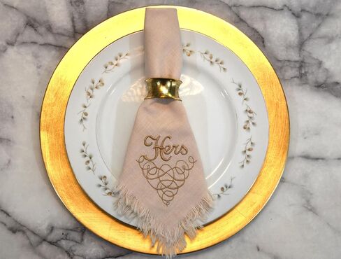 JUST FOR 2 - HIS & HER Embroidered Linen Napkins in Saudi Arabia