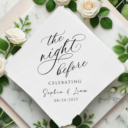 Luxury Personalized The Night Before Dinner Cocktail Napkins, Custom Printed Wedding Napkin Cocktail, Napkin Wedding Table Decor Rehearsal Dinner Wedding Beverage Table Style 3 in Saudi Arabia