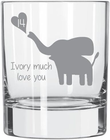 Elephant Rocks Whiskey Glass 14th Anniversary Gift, Ivory Much Love You, 14 in Heart in Saudi Arabia