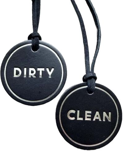 Leather “CLEAN" & “DIRTY" Laundry Basket Labels – Hand‑Stamped Full‑Grain Italian Leather Tags with Suede Hanging String – Minimalist Laundry Room Organizer (Set of 2) in Saudi Arabia