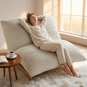 Oversized Comfy Cloud-Like Accent Chair, Extra-deep Seat Bean Bag Chairs, Convertible Stuffed Bean Bag Cushion with Removable Washable Cover Grey in Saudi Arabia