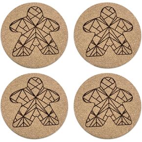 Meeple Board Game Coasters with Modern Facets Engraved (Set of 4) in Saudi Arabia