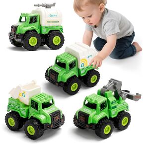 ألعاب شاحنات البناء للأطفال الصغار 1-3 ، ودفع وتذهب مركبات ألعاب مع الخلاط ، وشاحنة القمامة ، والحفر ، والجرافة ، والسيارات التي تعمل بالاحتكاك للبنين والبنات ، والهدية ل 2 in Kuwait