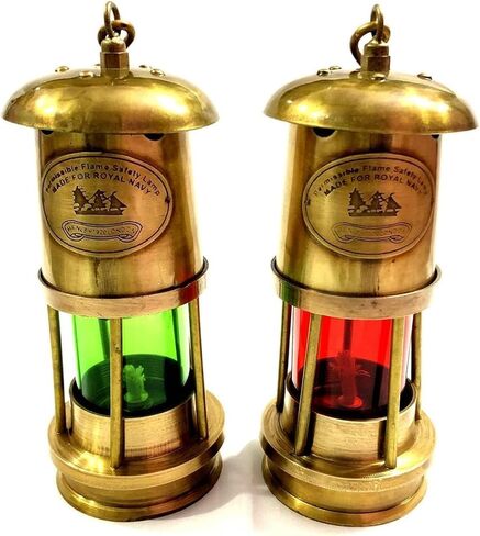 6Inch Nautical Maritime Brass Minor Oil Lamp - Antique Brass Red/Green Minor Decorative Oil Lamp Ship Boat Lantern Decor Christmas Gift in Saudi Arabia