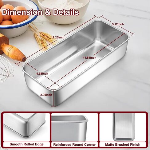 Lianyu 3 Pack Loaf Pans لخبز الخبز ، 9 × 55 بوصة خبز الرغيف مقلاة ، ولحم اللحم الفولاذ المقاوم للصدأ ، خبز الخبز القصدير لخبز الموز محلي الصنع ، غسالة الصحون آمنة in Kuwait