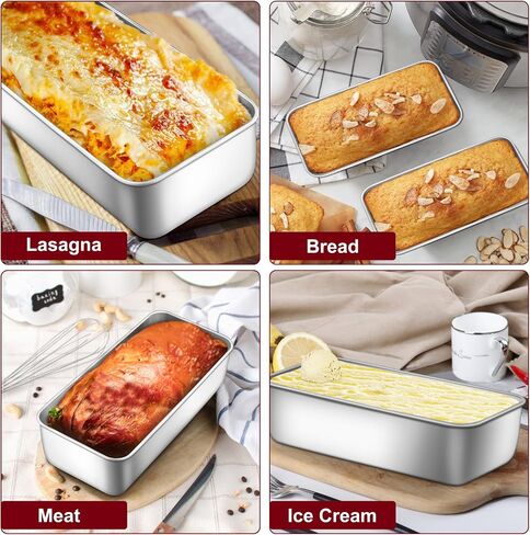 Lianyu 3 Pack Loaf Pans لخبز الخبز ، 9 × 55 بوصة خبز الرغيف مقلاة ، ولحم اللحم الفولاذ المقاوم للصدأ ، خبز الخبز القصدير لخبز الموز محلي الصنع ، غسالة الصحون آمنة in Kuwait