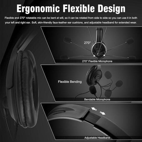 Joso Wired One Ear Headset for PS4, 3.5mm Single Ear Headphone Headset for PS5, Nintendo Switch, PC, iPad, Mac, Tablet and Phone with 3.5mm Jack, Office Business, Coach Headset, Gaming, Remote Work in Kuwait