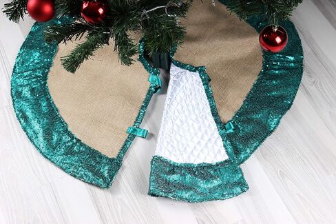 Gold Christmas Tree Skirt Treenible Tree Skirt Gold Christmas Tree Decoration Sequin Tree Tree Skirt White and Brlap Christmas Tree Skir in Saudi Arabia