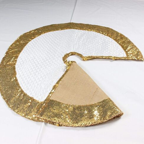 Teal Christmas Tree Skirt Reversible Tree Skirt Teal Tree Decor 30 inch Tree Skirt Burlap and White Tree Skirt Teal Sequin Trim in Saudi Arabia