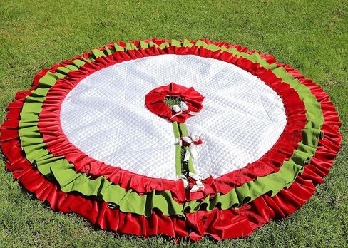 Gold Christmas Tree Skirt, 36 inches to 100 inches Extra Large Tree Skirt, Sparkle Christmas Tree Decor, Red Velvet Ruffle Tree Skirt Gold White Burlap in Saudi Arabia