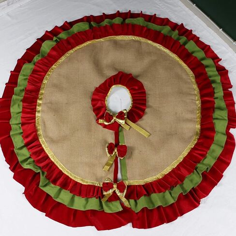 Gold Christmas Tree Skirt, 36 inches to 100 inches Extra Large Tree Skirt, Sparkle Christmas Tree Decor, Red Velvet Ruffle Tree Skirt Gold White Burlap in Saudi Arabia