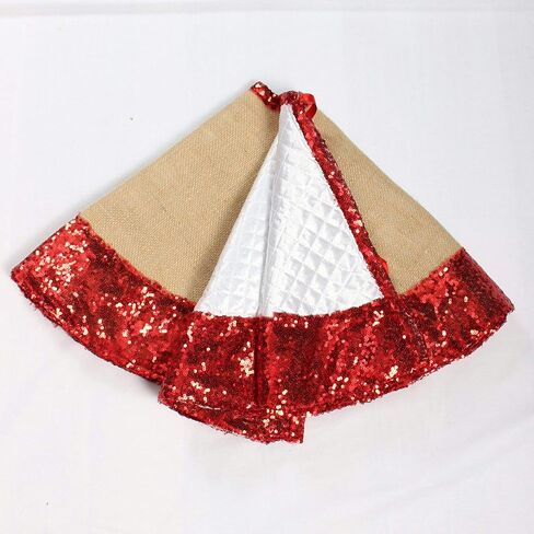 Sequin Christmas Tree Skirt Reversible 2 in 1 Tree Skirt Sparkle Christmas Gold and Burlap Tree Skit 30 inches Small Tree Skirt Red Sequin Border in Saudi Arabia