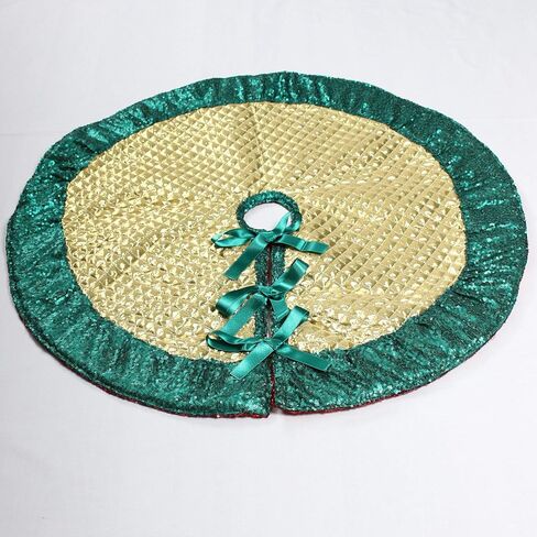 Sequin Christmas Tree Skirt Reversible 2 in 1 Tree Skirt Sparkle Christmas Gold and Burlap Tree Skit 30 inches Small Tree Skirt Red Sequin Border in Saudi Arabia