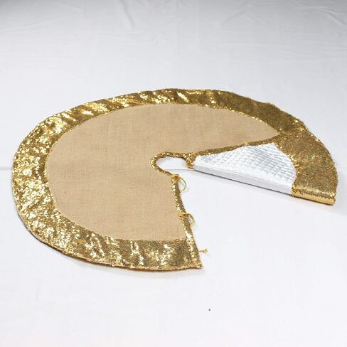 Sequin Christmas Tree Skirt Reversible 2 in 1 Tree Skirt Sparkle Christmas Gold and Burlap Tree Skit 30 inches Small Tree Skirt Red Sequin Border in Saudi Arabia