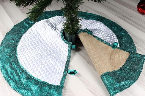 Sequin Christmas Tree Skirt Reversible 2 in 1 Tree Skirt Sparkle Christmas Gold and Burlap Tree Skit 30 inches Small Tree Skirt Red Sequin Border in Saudi Arabia