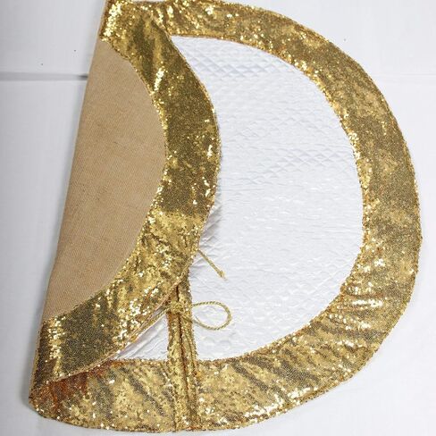Sequin Christmas Tree Skirt Reversible 2 in 1 Tree Skirt Sparkle Christmas Gold and Burlap Tree Skit 30 inches Small Tree Skirt Red Sequin Border in Saudi Arabia