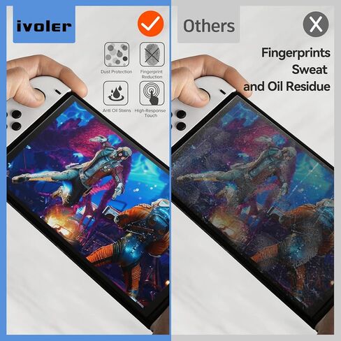 ivoler Screen Protector [2 Pack] Tempered Glass for Nintendo Switch,Blue Light Screen Filter Screen Protector with [Alignment Frame] Anti-Scratch Full Coverage Guard for Nintendo Switch in Kuwait
