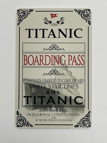 RMS Titanic Ticket ID بطاقة Titanic Boarding Pass History Memorabilia Gifts in Saudi Arabia