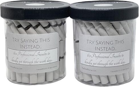 Professional Insults Affirmation Jar - Try Saying This Instead - Fun and Witty Affirmations for Work - Unique Gift for Office Humor (Classic White) in Saudi Arabia