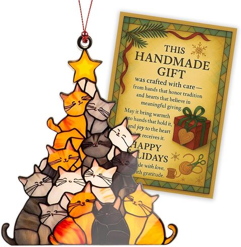 Cat Ornaments for Christmas Tree 2025, Christmas Ornaments 2025 for Women, MenCat Ornament Suncatcher Hanging Window Tree, Fun Holiday Decoration for Pet Owners, Cute Ornaments for Cats Lovers in Kuwait