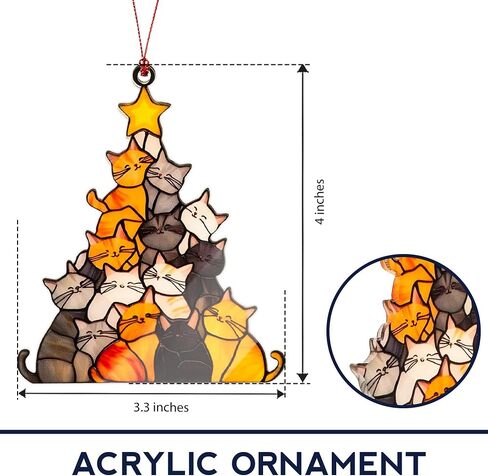 Cat Ornaments for Christmas Tree 2025, Christmas Ornaments 2025 for Women, MenCat Ornament Suncatcher Hanging Window Tree, Fun Holiday Decoration for Pet Owners, Cute Ornaments for Cats Lovers in Kuwait