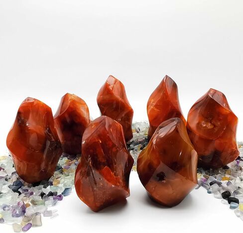 Healing Carnelian Crystal Tower Hand Carved Natural Carnelian Flame for Home Decoration Polished Red Agate Crystal Torch 1pc (100g/（4-5cm）) in Saudi Arabia