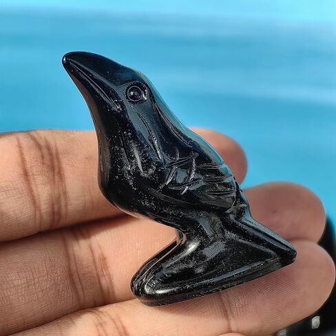 2"Natural Obsidian Flame Stone Crystal Raven Statue Healing Crystal Handmade Sculpture Guardian Pocket Statues Reiki Bird Meditation Office Home Decoration Gift (Flame Stone) in Saudi Arabia