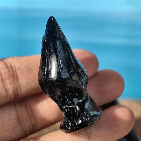 2"Natural Obsidian Flame Stone Crystal Raven Statue Healing Crystal Handmade Sculpture Guardian Pocket Statues Reiki Bird Meditation Office Home Decoration Gift (Flame Stone) in Saudi Arabia