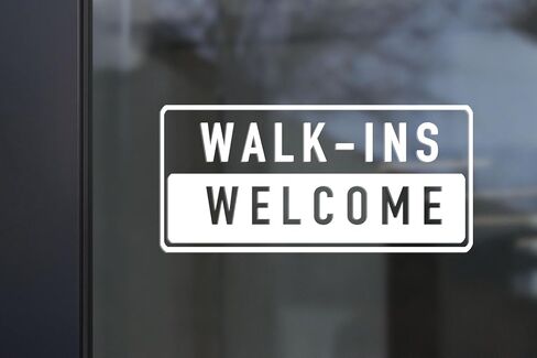 Walk Ins مرحبًا بالفينيل رسائل شرس - رسومات الأعمال - شارات الباب - 6x12 بوصة تموت فينيل مقطوع شارات المتجر ، صالون ، صالون ، سبا ، أظافر ، ملصق نافذة أبيض - أبيض in Saudi Arabia