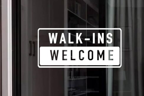 Walk Ins مرحبًا بالفينيل رسائل شرس - رسومات الأعمال - شارات الباب - 6x12 بوصة تموت فينيل مقطوع شارات المتجر ، صالون ، صالون ، سبا ، أظافر ، ملصق نافذة أبيض - أبيض in Saudi Arabia