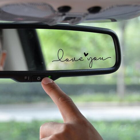 2 x Love You Rearview Decal, Love You Decal, Mirror Decals, Cup Stickers, Mirror Stickers, Rear View Mirror Sticker, Car Mirror Decal, Side Mirror, Decals For Tumblers (Black) in Saudi Arabia