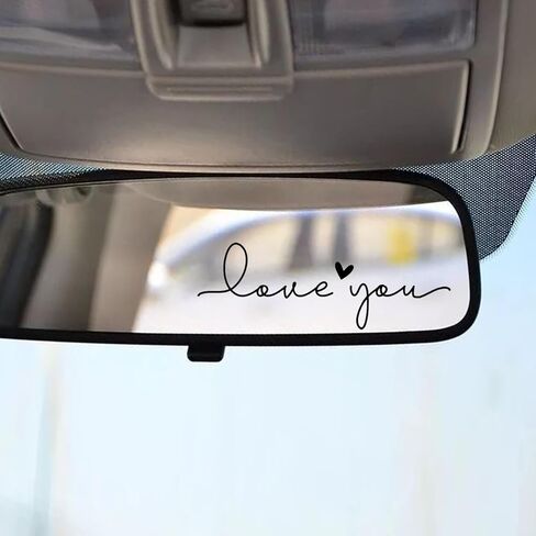 2 x Love You Rearview Decal, Love You Decal, Mirror Decals, Cup Stickers, Mirror Stickers, Rear View Mirror Sticker, Car Mirror Decal, Side Mirror, Decals For Tumblers (Black) in Saudi Arabia