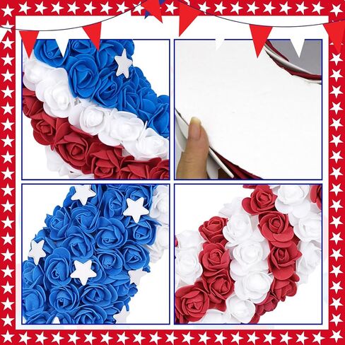 Independence Day 4th of July Wreath for Front Door,Patriotic American Flag Wreath Decor Memorial Day & Summer Holiday Hanger for Wall Front Porch Outdoor Farmhouse in Saudi Arabia