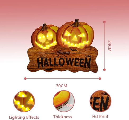 Halloween Wood Fall Pumpkin Welcome Sign with Light for Thanksgiving Fall Front Door Decoration for Harvest Thanksgiving Autumn Hanging Wall Decor with Light (3 Pumpkins) in Saudi Arabia
