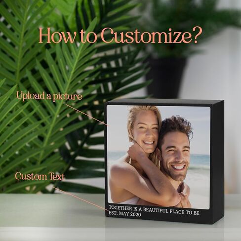 علامة كتلة صور خشبية مخصصة ، مطبوعات صور خشبية مخصصة ، صورة هدية خشبية مصورة مع صورتك الخاصة ، قم بتخصيص إطار الصور الخاص بك مع أي صورة مع الأسماء ، هدايا الأزواج (مربعة) in Kuwait